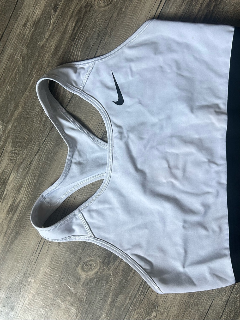 Nike White Racerback sports bra with Black Swoosh